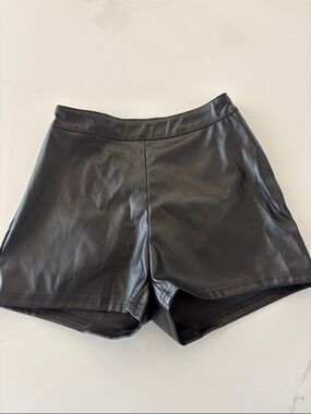 SHEIN Black Faux Leather Bike Shorts
